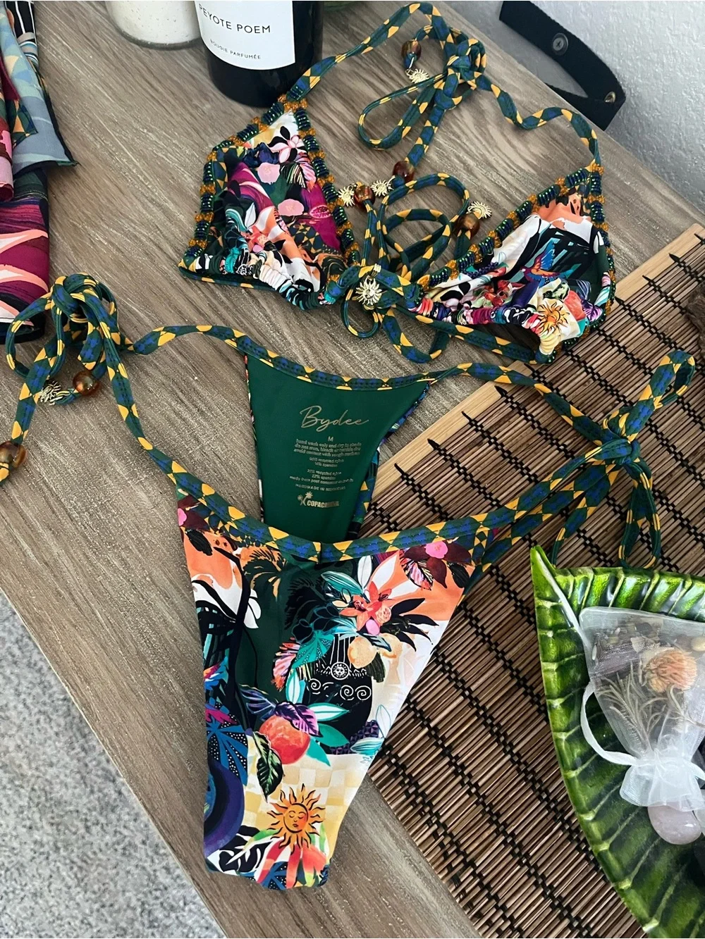 Bydee Tropicalia 3-piece Bikini + Sarong SET, medium, new without tags!